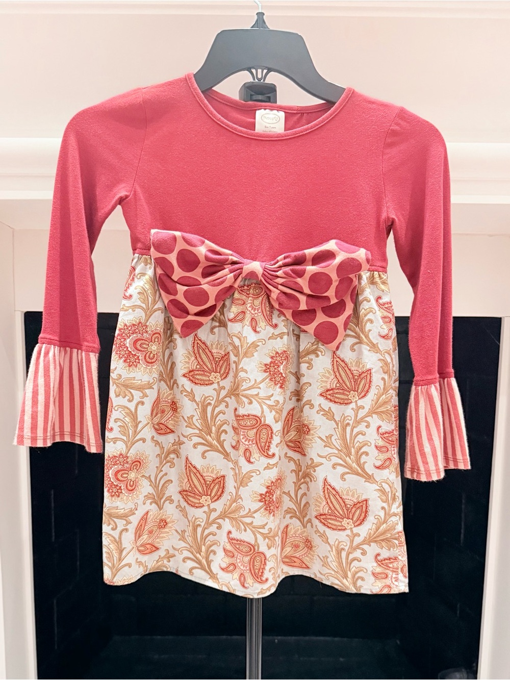 Persnickety Pink and Cream Floral Bow Dress